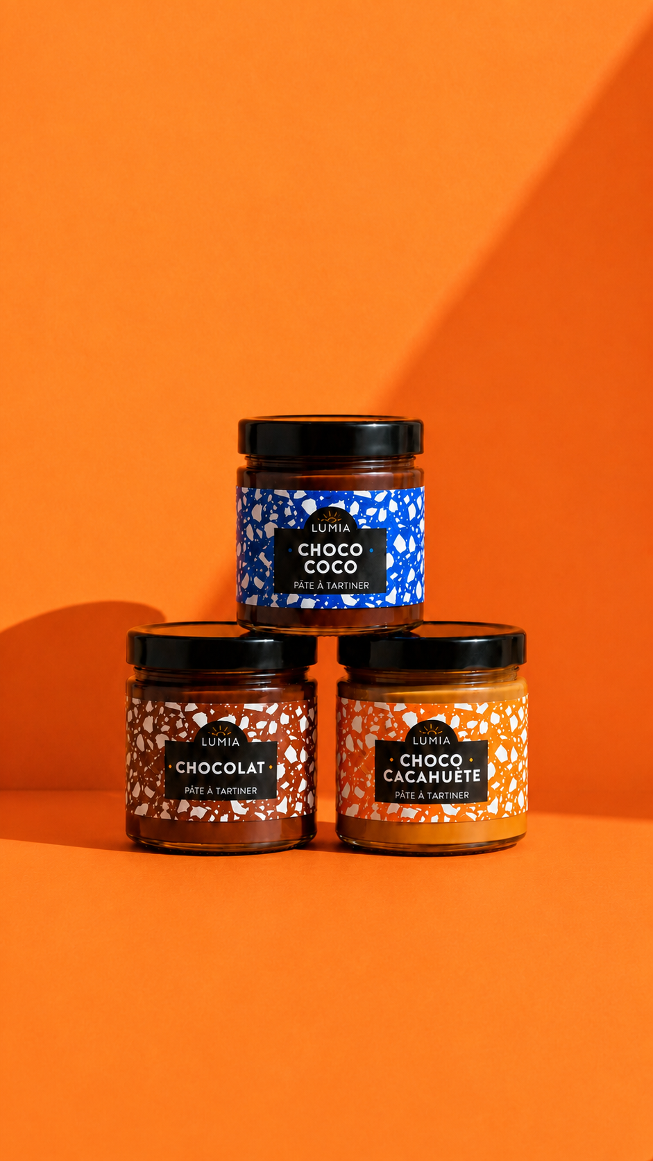 Les trois pâtes à tartiner LUMIA